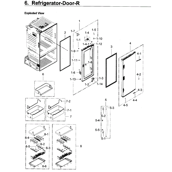 Fridge Door R Diagram and Parts List for RF22KREDBSG AA-02 Samsung Refrigerator