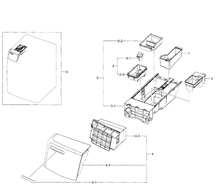 Drawer Diagram and Parts List for WF520ABP XAA-0007 Samsung Washer