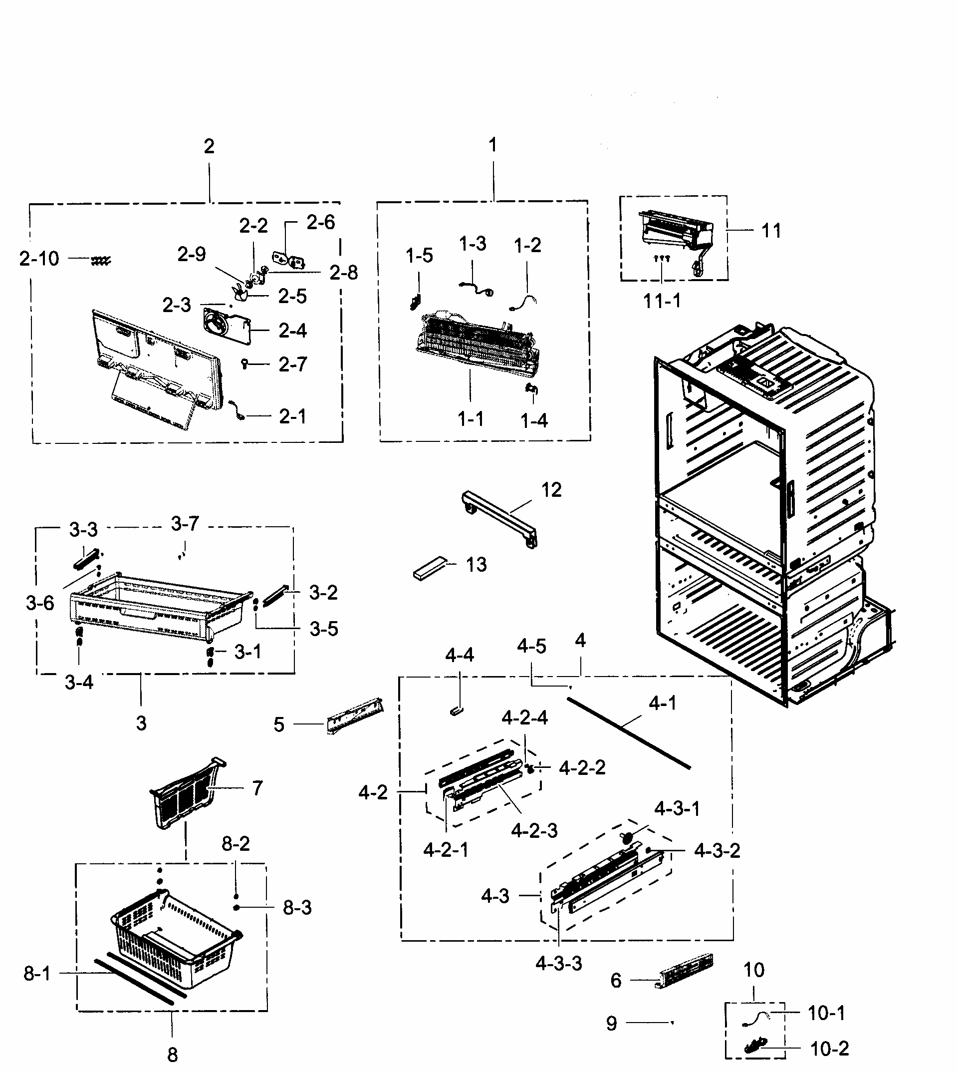 Freezer Diagram and Parts List for RF28HMEDBBC AA-0006 Samsung Refrigerator