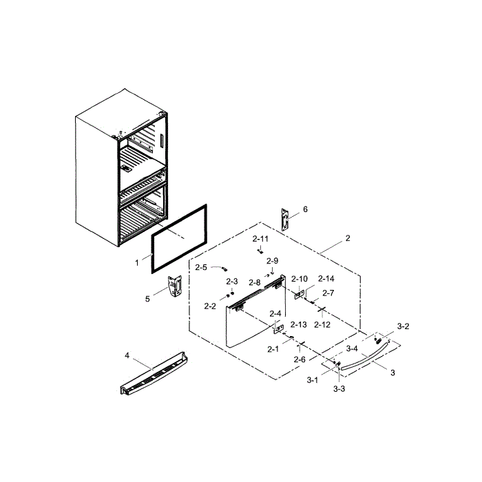 Door-Freezer Diagram and Parts List for RF28HMEDBSR AA-0002 Samsung Refrigerator