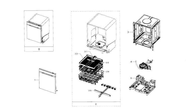 Main Asy Diagram and Parts List for DW80J9945US AA-0000 Samsung Dishwasher