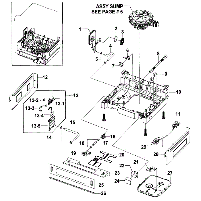 Base Assembly Diagram and Parts List for DMR57LFB XAA-00 Samsung Dishwasher