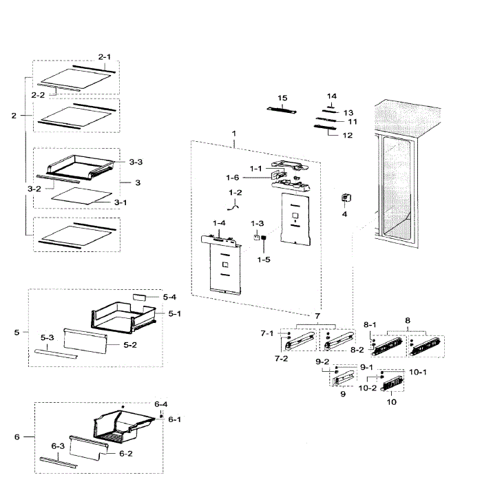 Fridge Diagram and Parts List for RH29H9000SR AA-05 Samsung Refrigerator