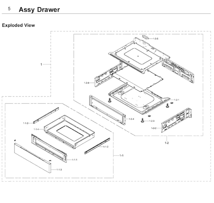 Drawer Diagram and Parts List for NE58K9500SG AA-0001 Samsung Range