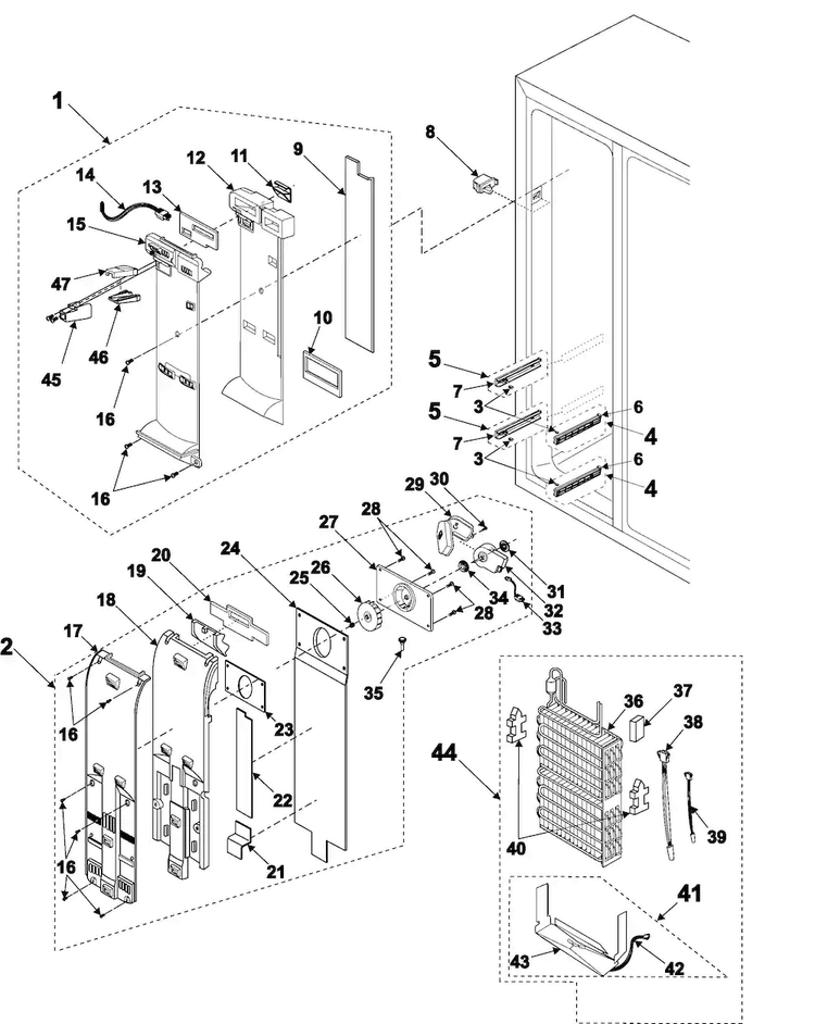 Freezer Compartment Diagram and Parts List for RS2578BB XAA Samsung Refrigerator