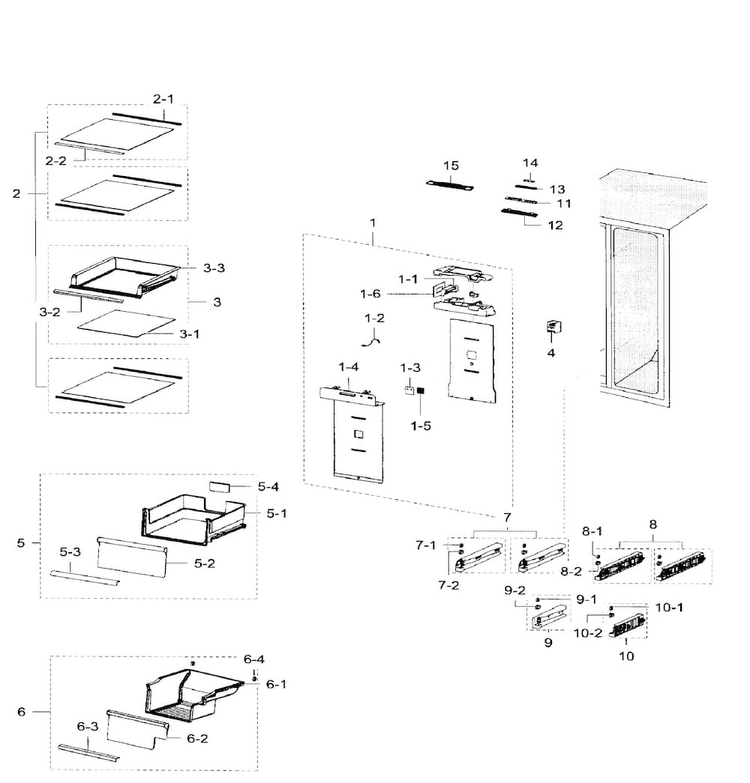 Fridge Diagram and Parts List for RH29H9000SR AA-0004 Samsung Refrigerator