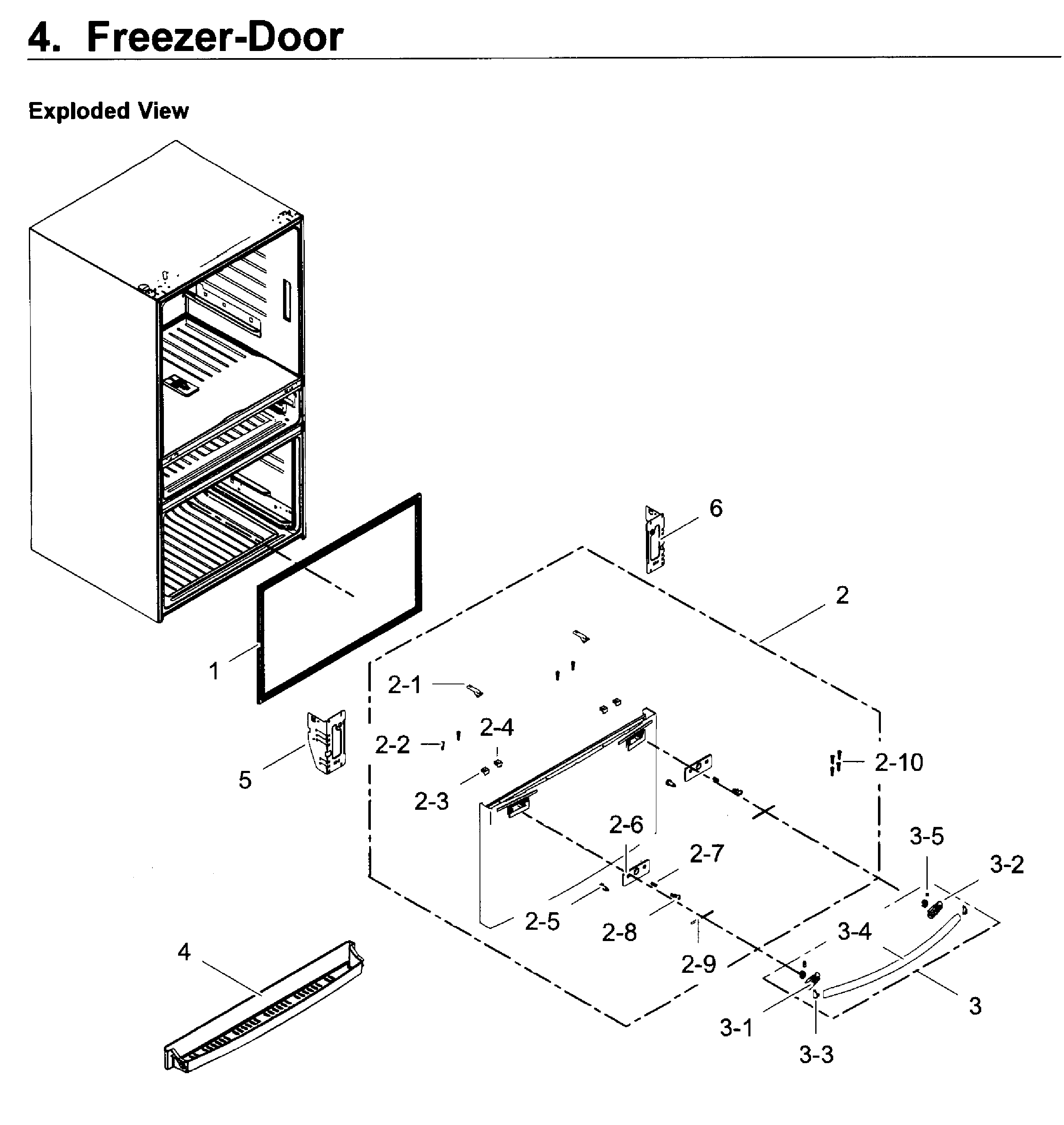 Freezer Door Diagram and Parts List for RF28JBEDBSR AA-0005 Samsung Refrigerator