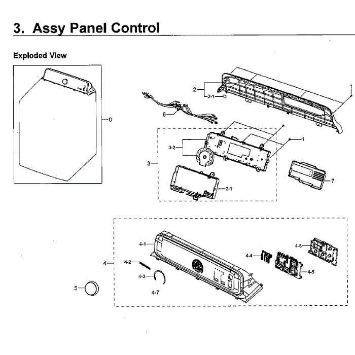 Control Panel Diagram and Parts List for WA40J3000AW AA-11 Samsung Washer
