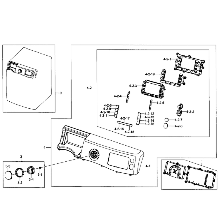 Control Panel Diagram and Parts List for WF501ANW XAA-0003 Samsung Washer