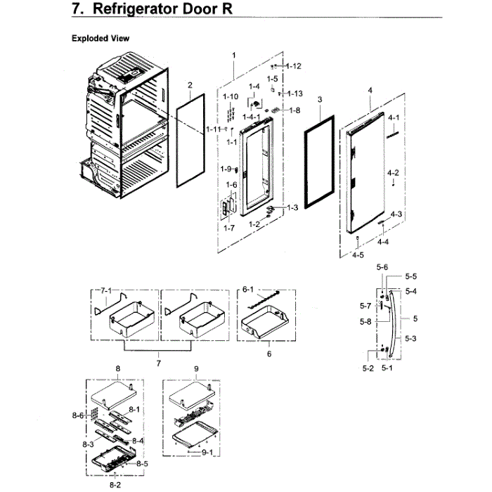 Fridge Door R Diagram and Parts List for RF28JBEDBSR AA-01 Samsung Refrigerator