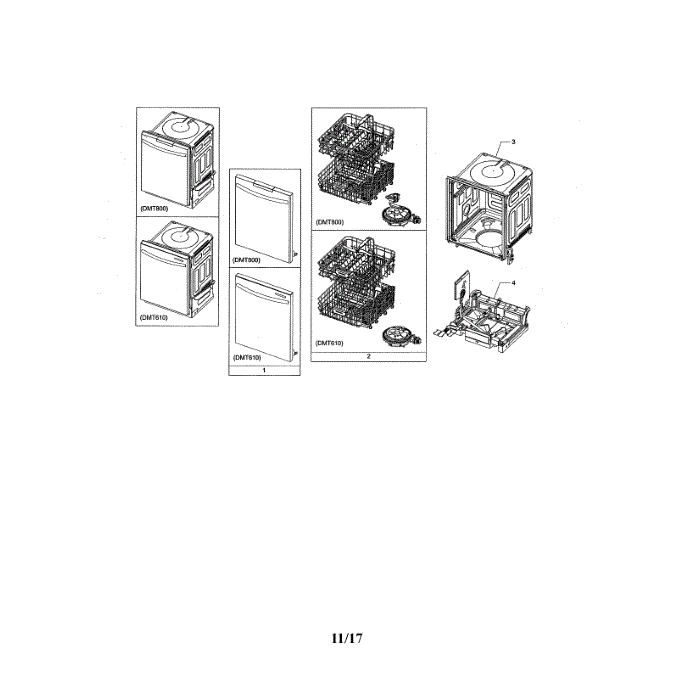 Main Diagram and Parts List for DMT610RHS XAC Samsung Dishwasher