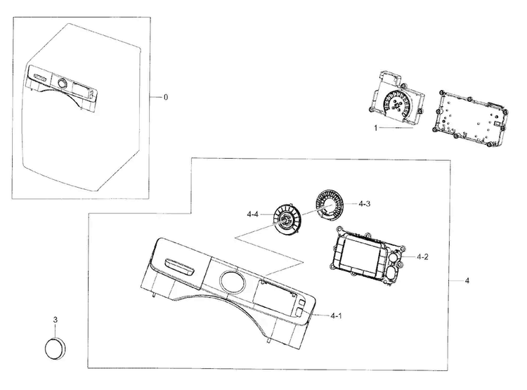 Control Panel Diagram and Parts List for WF42H5200AP A2-0000 Samsung Washer