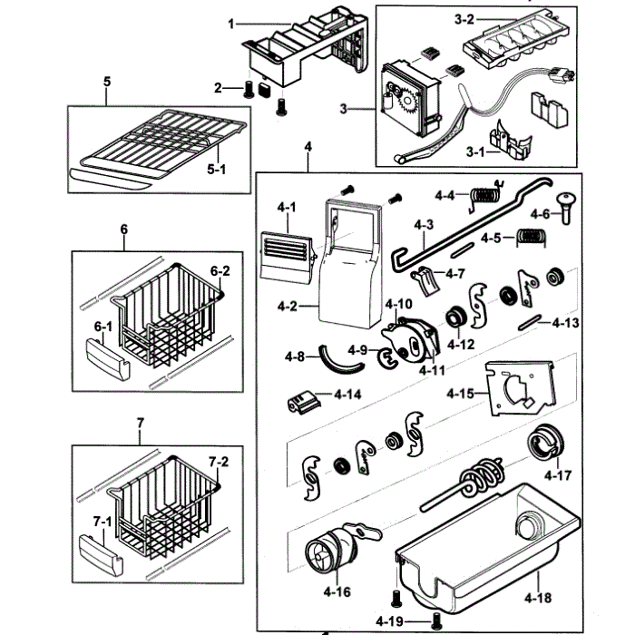 Freezer 2 Diagram and Parts List for RS2556BB XAA-00 Samsung Refrigerator
