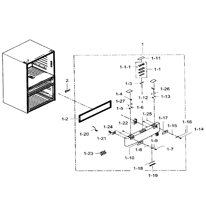 Flexzone Door Diagram and Parts List for RF31FMEDBWW AA-04 Samsung Refrigerator