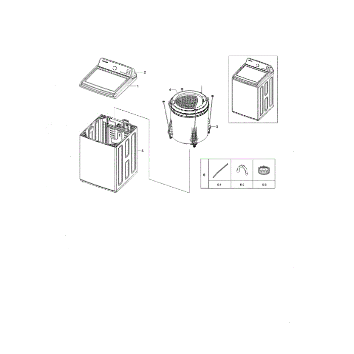 Main Unit Diagram and Parts List for WA45M7050AW A4-04 Samsung Washer