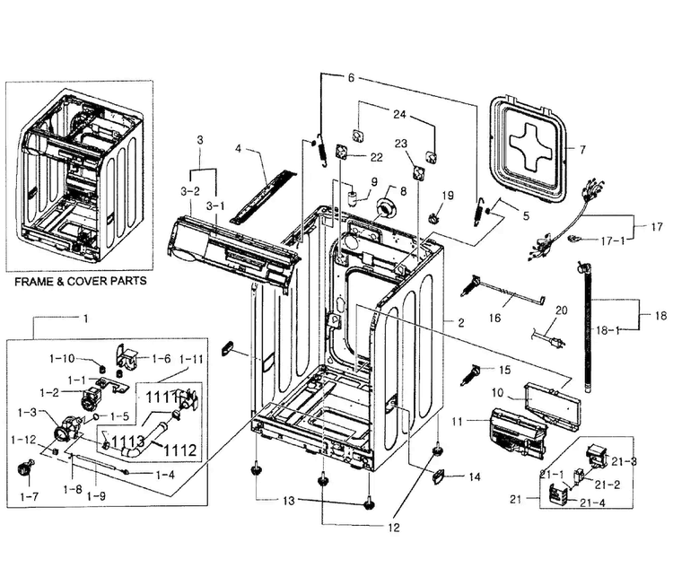Cabinet Assy Diagram and Parts List for WF331ANR XAA-0004 Samsung Washer