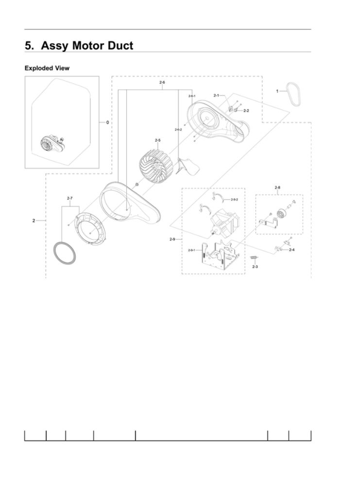 Motor Duct Assembly Diagram and Parts List for DVG54R7600V A3-00 Samsung Dryer