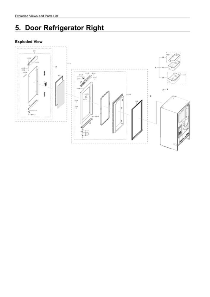 Right Refrigerator Door Parts Diagram and Parts List for RF28R7351DT AA-00 Samsung Refrigerator
