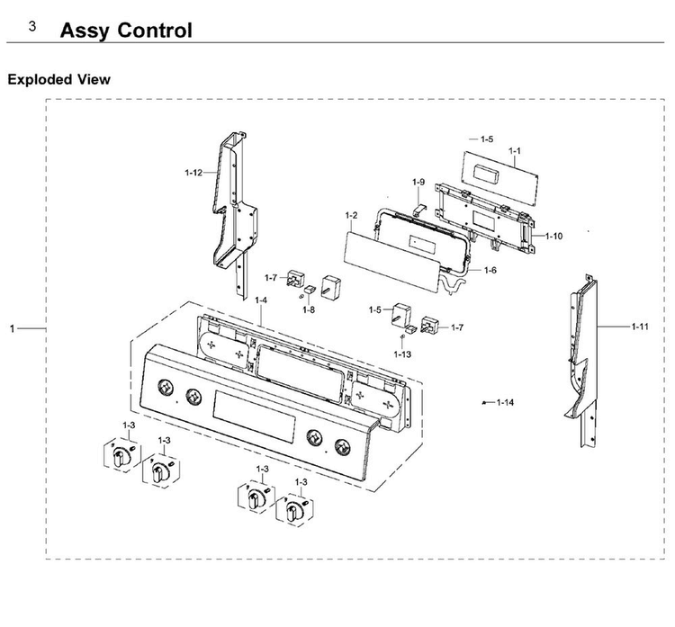 Control Diagram and Parts List for NE59J3420SW AA-0006 Samsung Range