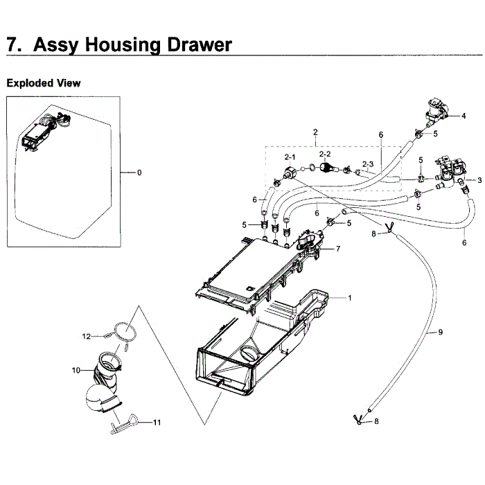 Housing Drawer Diagram and Parts List for WF350ANP XAA-02 Samsung Washer