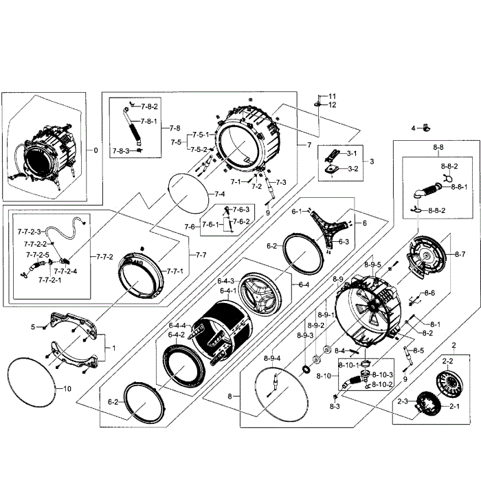 Tub-Drum Diagram and Parts List for WF520ABW XAA-06 Samsung Washer