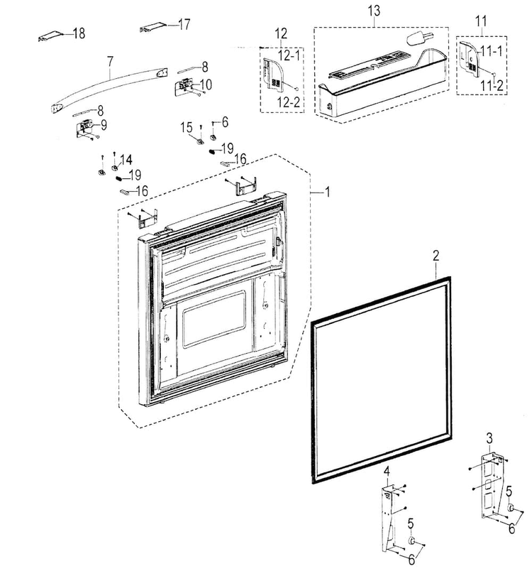 Freezer Door Diagram and Parts List for RFG298AAPN XAA Samsung Refrigerator