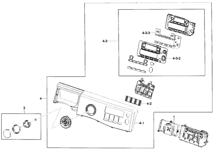 Control Panel Diagram and Parts List for WF431ABP XAA-0002 Samsung Washer