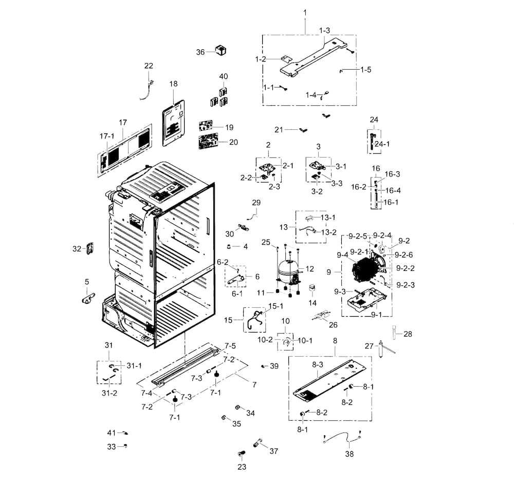 Cabinet Diagram and Parts List for RF263BEAESR AA-0001 Samsung Refrigerator