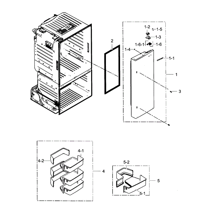Door R Diagram and Parts List for RF263TEAEWW AA-01 Samsung Refrigerator