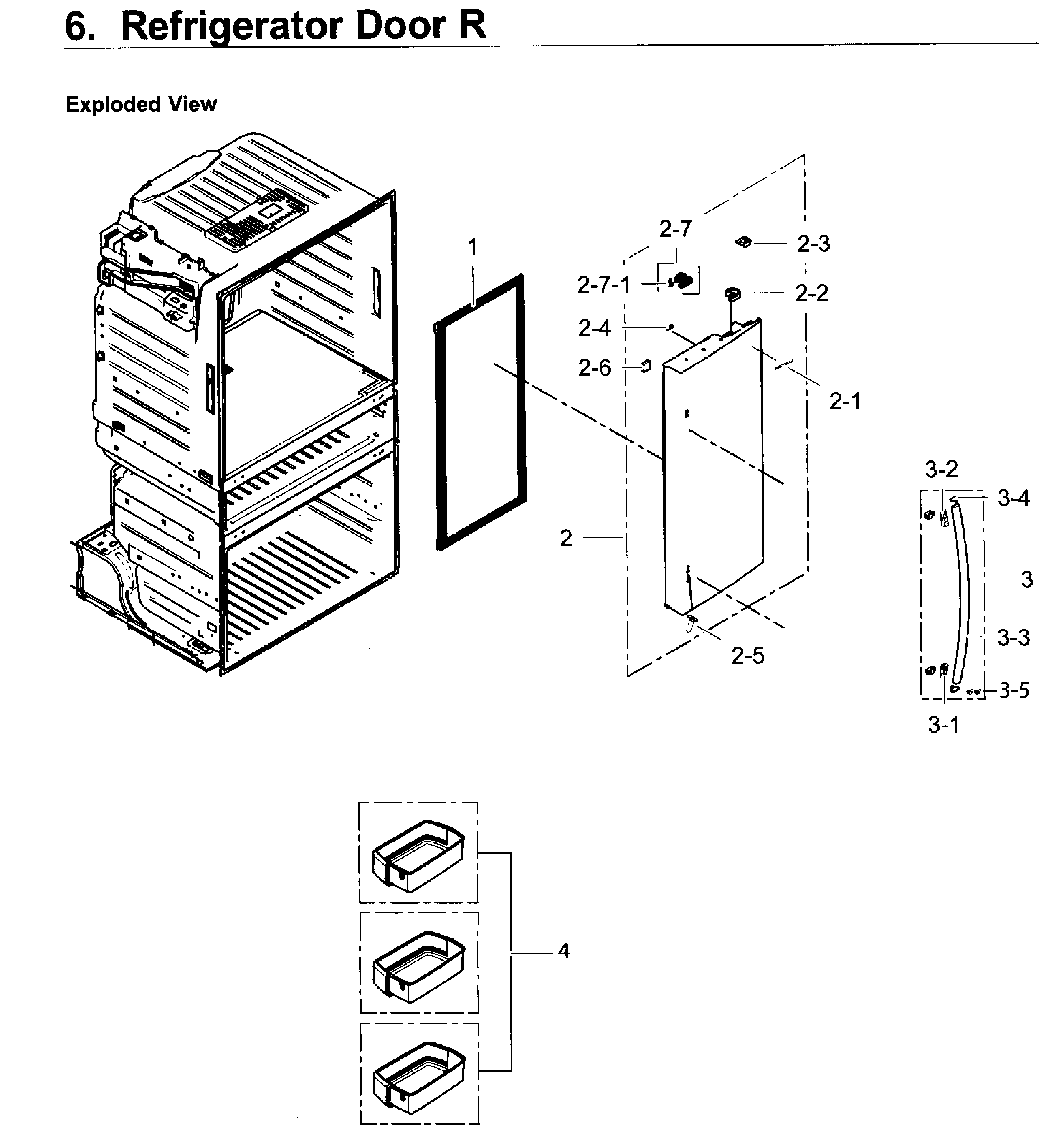 Fridge Door R Diagram and Parts List for RF25HMEDBSG AA-0000 Samsung Refrigerator
