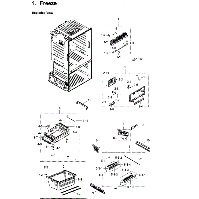 Freezer Diagram and Parts List for RF23HCEDBWW AA-08 Samsung Refrigerator