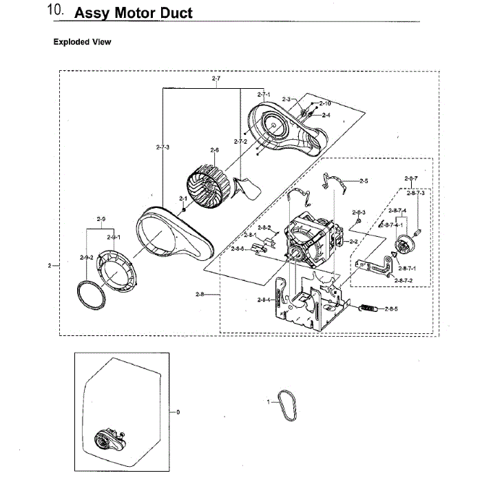 Motor Assembly Diagram and Parts List for DVG55M9600V A3-00 Samsung Dryer