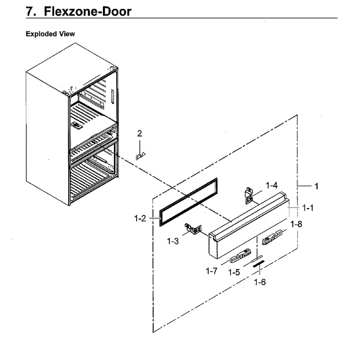 Flexzone Door Diagram and Parts List for RF23M8590SG AA-00 Samsung Refrigerator