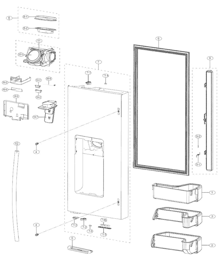 L Refrig Door Diagram and Parts List for RF4287HAWP XAA-0000 Samsung Refrigerator