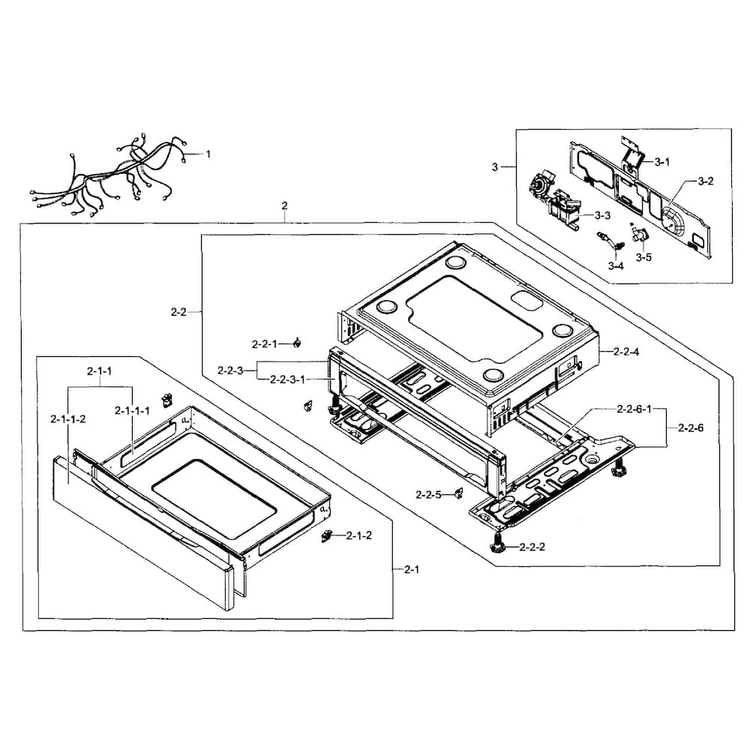 Drawer Assy Diagram and Parts List for NX58F5300SS AA-0000 Samsung Range