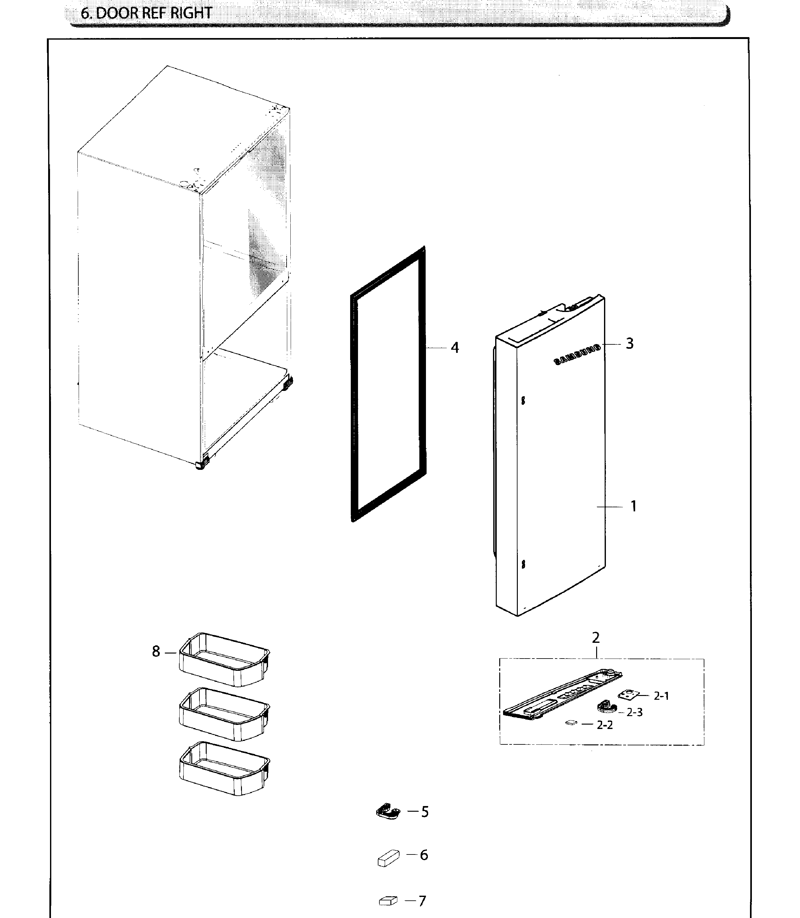 Fridge Door R Diagram and Parts List for RF26HFENDBC AA-0001 Samsung Refrigerator