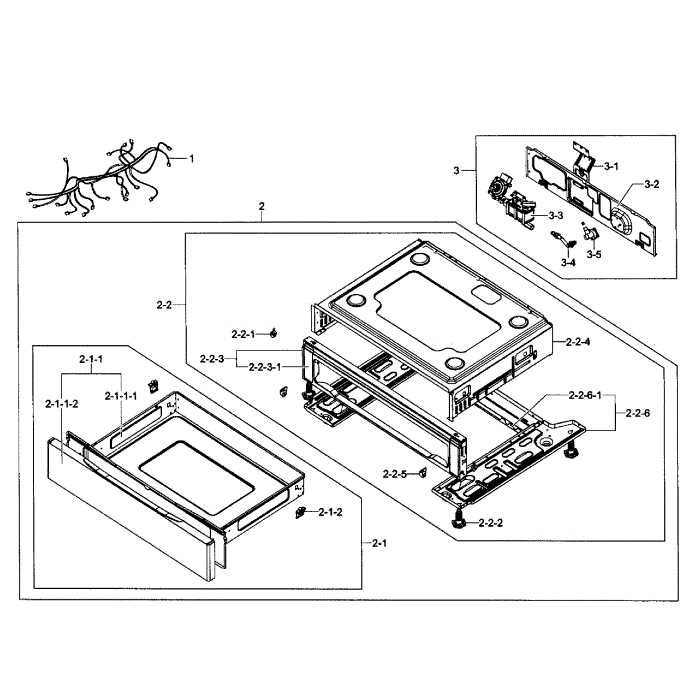 Drawer Assembly Diagram and Parts List for NX58F5500SS AA-00 Samsung Range