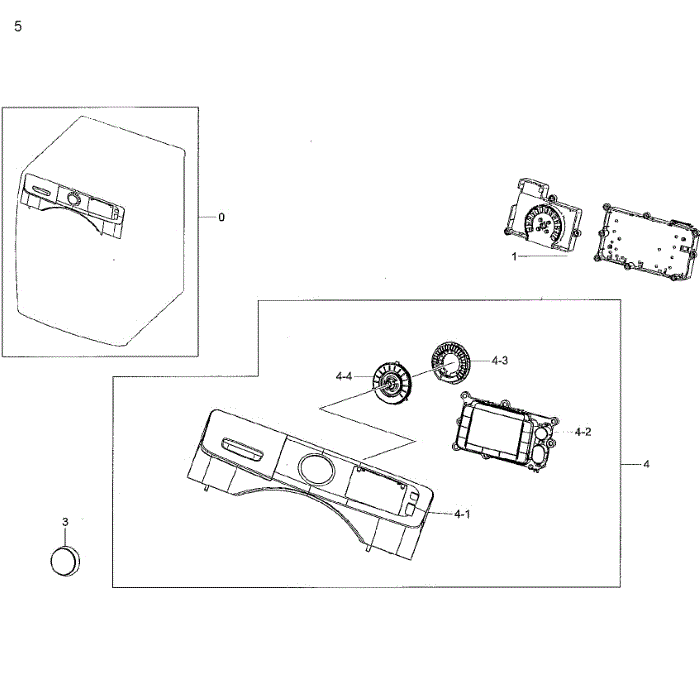 Control Panel Diagram and Parts List for WF42H5200AW A2-01 Samsung Washer
