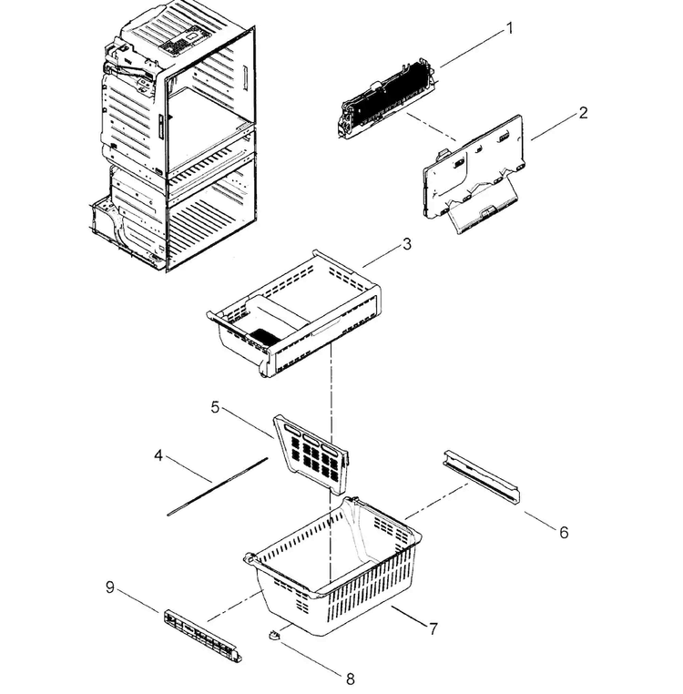 Freezer Diagram and Parts List for RF4267HARS XAA-0000 Samsung Refrigerator