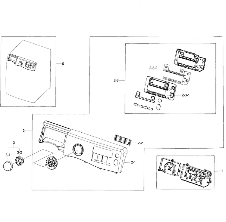 Control Panel Diagram and Parts List for WF395BTPAWR A2-0001 Samsung Washer