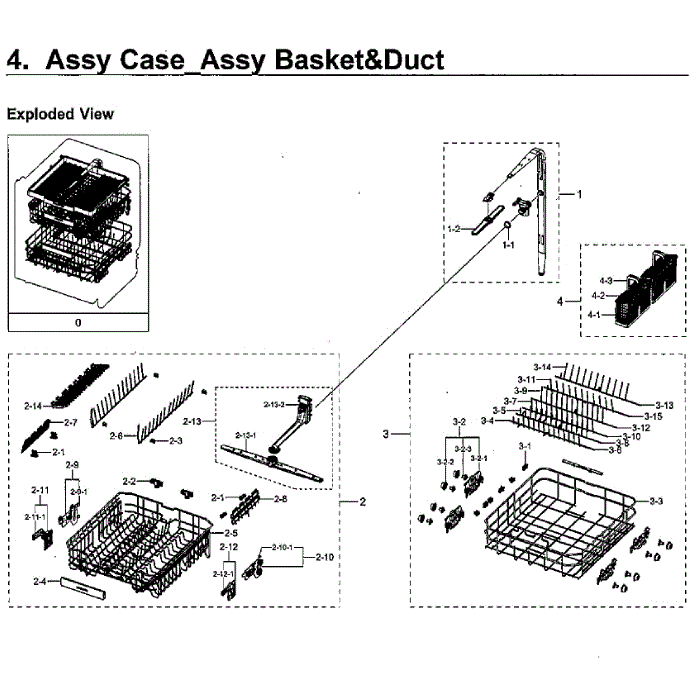 Case / Baskets Diagram and Parts List for DW80M9550US AA-00 Samsung Dishwasher