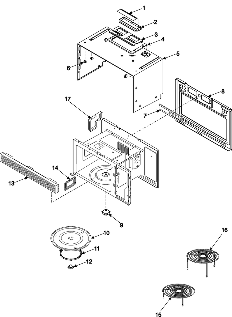 Body/cavity/elements Diagram and Parts List for SRH1230ZG XAA Samsung Microwave