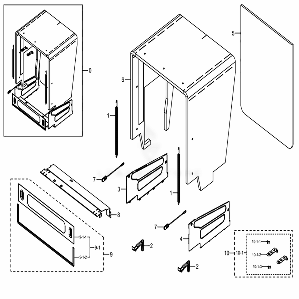 Assembly Case Diagram and Parts List for DW80K7050US (AA)(0003) Samsung Dishwasher