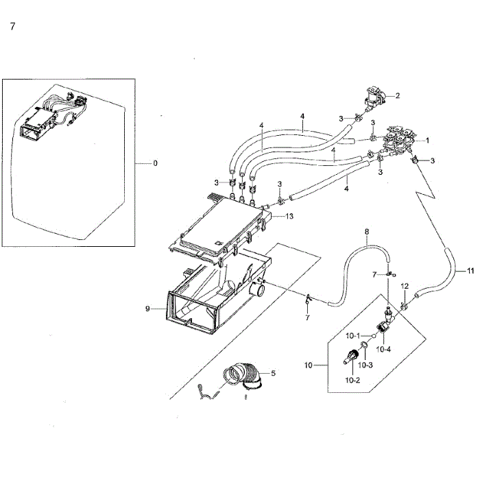Housing-Drawer Diagram and Parts List for WF42H5200AF A2-01 Samsung Washer
