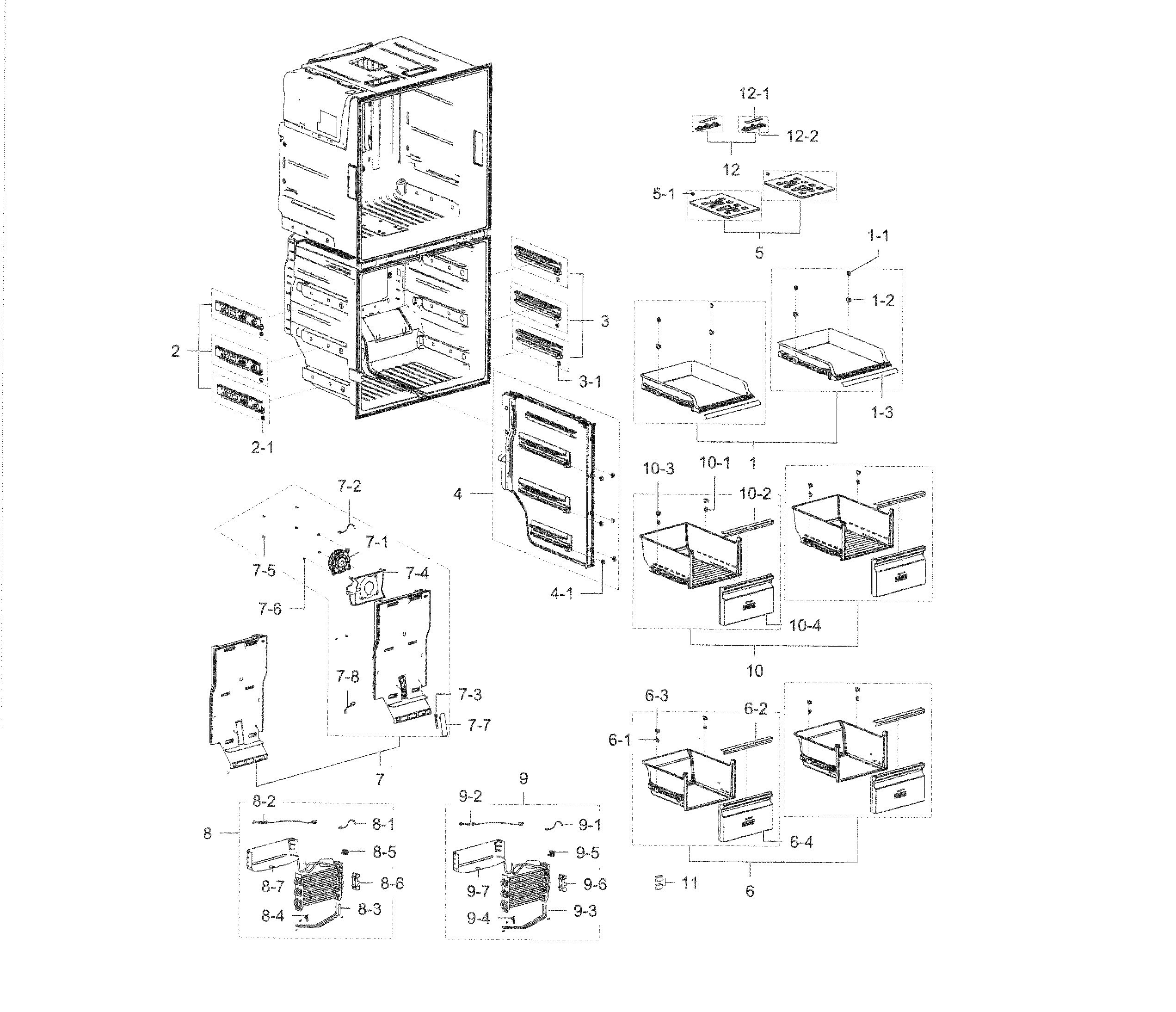 Freezer Diagram and Parts List for RF28K9070SG AA-0000 Samsung Refrigerator