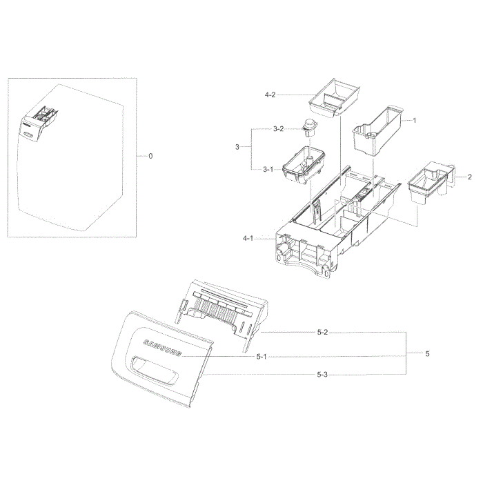 Drawer Diagram and Parts List for WF45K6500AW A2-00 Samsung Washer