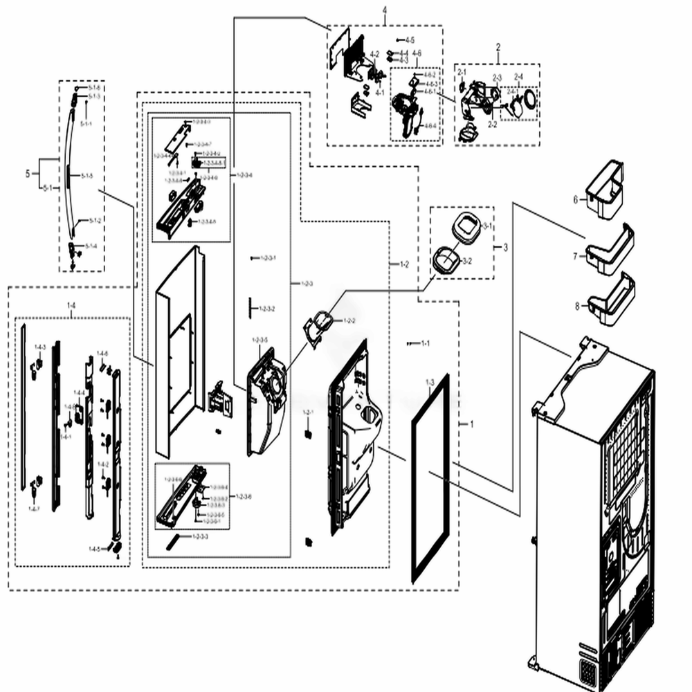 Fridge Door Left Diagram and Parts List for RF22NPEDBSG (AA)(0000) Samsung Refrigerator