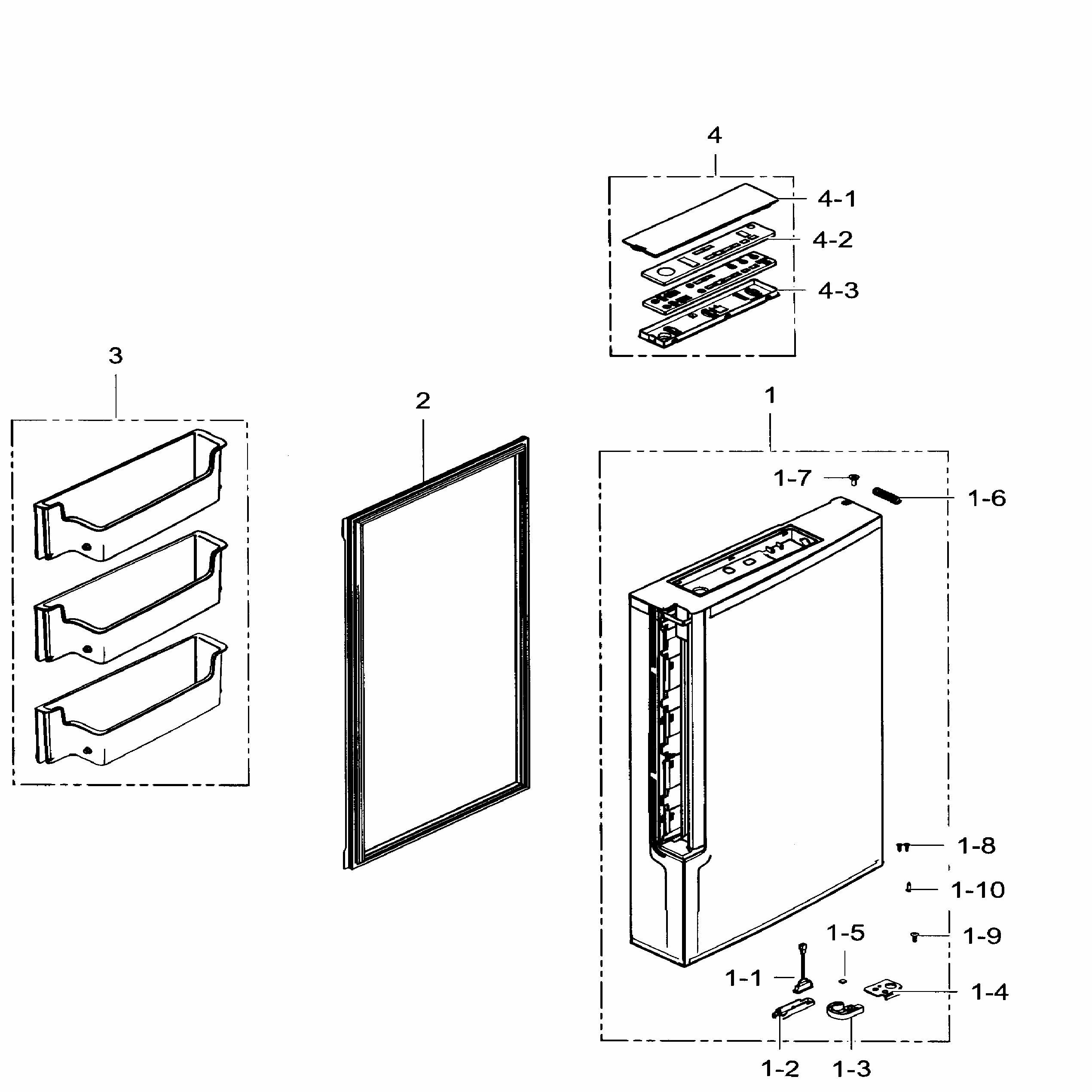 Freezer Door Right Diagram and Parts List for RF34H9960S4 AA-0004 Samsung Refrigerator