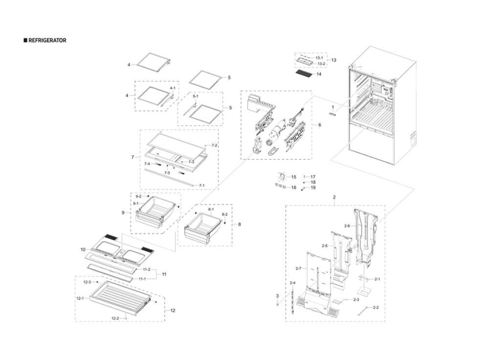 Refrigerator Parts Diagram and Parts List for RF28T5021SG AA-00 Samsung Refrigerator