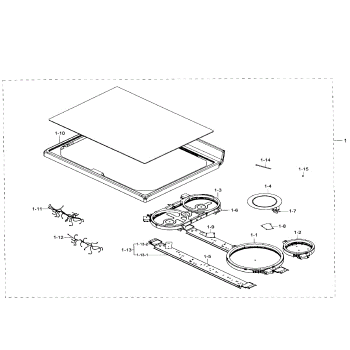 Cook Top Diagram and Parts List for NE59J7850WG AA-00 Samsung Range